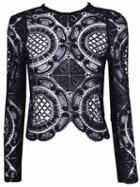 Romwe Black Long Sleeve Hollow With Zipper Lace Blouse
