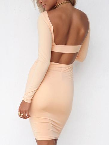 Romwe Strappy Back Long Sleeve Bodycon Dress