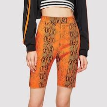 Romwe Buttoned Zipper Fly Snakeskin Print Leggings