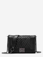 Romwe Chevron Stitch Pu Chain Crossbody Bag