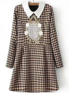 Romwe Doll Collar Diamond Print Dress