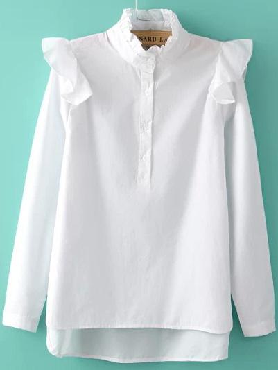 Romwe Fungus Collar Dip Hem Blouse