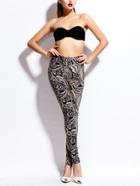 Romwe Multicolor Paisley Print Stretch Knit Pants