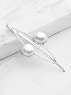 Romwe Double Faux Pearl Decorated Hair Clip
