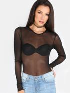 Romwe Long Sleeved Mesh Top