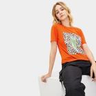 Romwe Leopard And Figure Patched Tee