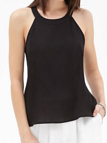 Romwe Halter Hollow Tank Top