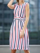 Romwe Sleeveless Vertical Striped Dress