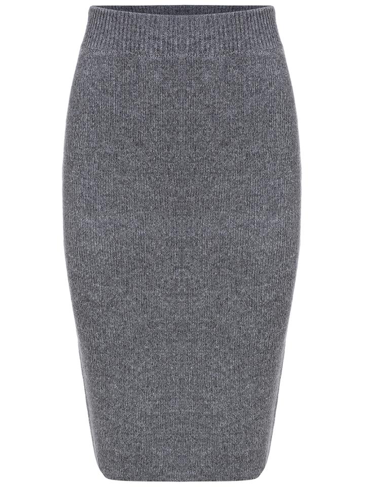 Romwe Grey Slim Split Sweater Skirt