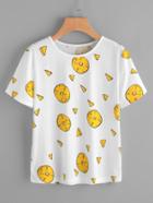 Romwe Allover Pineapple Slice Print T-shirt
