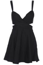 Romwe Romwe Cut-out Crossed Pieced Black Camisole Bandeau Dress