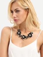 Romwe Black Exotic Flower Shaped Necklace