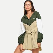 Romwe Color Block Hooded Dress