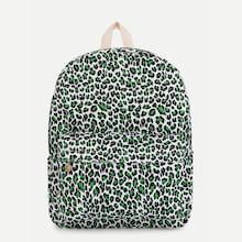 Romwe Leopard Print Canvas Backpack