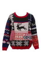 Romwe Snow And Runing Deer Knitted Loose Jumper