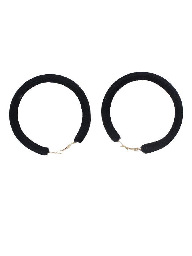 Romwe Black Plush Round Earrings For Women