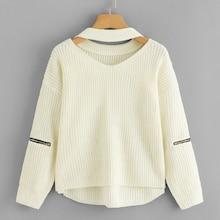 Romwe Zip Detail Cut Out Sweater