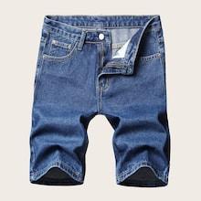 Romwe Guys Patched Bermuda Denim Shorts
