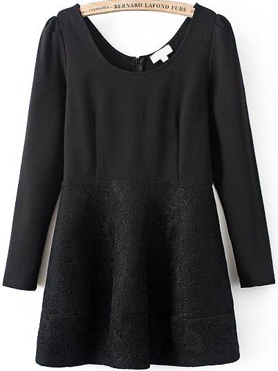 Romwe Long Sleeve Lace Insert Dress