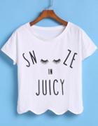Romwe Letter Print Scalloped Hem T-shirt
