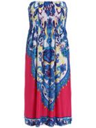 Romwe Strapless Floral Rose Red Beach Dress