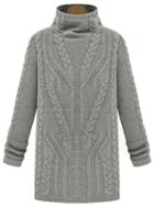 Romwe Gray Turtleneck Long Sleeve Pullover Sweater