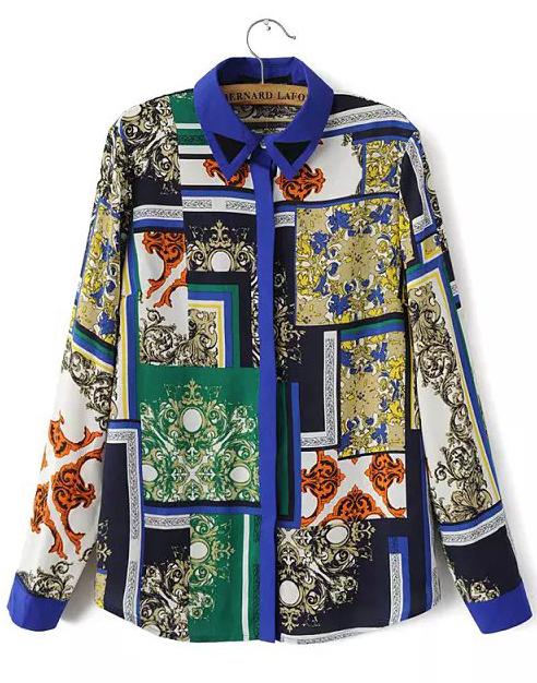 Romwe Vintage Floral Loose Blouse