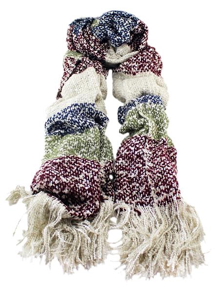 Romwe Tassel Color Block Red Scarf
