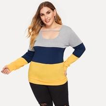 Romwe Plus Cut-out Neck Cut And Sew Tee