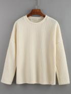 Romwe Round Neck Long Sleeve Apricot Sweater