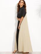 Romwe Color Block Mock Neck Floor Length Tent Dress