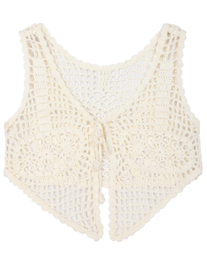 Romwe Hollow Crop Apricot Tank Top