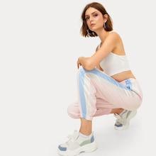 Romwe Cut And Sew Elastic Waist Pants