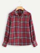 Romwe Single Breasted Checked Shirt