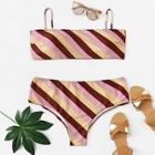 Romwe Plus Colorblock Striped Bikini Set