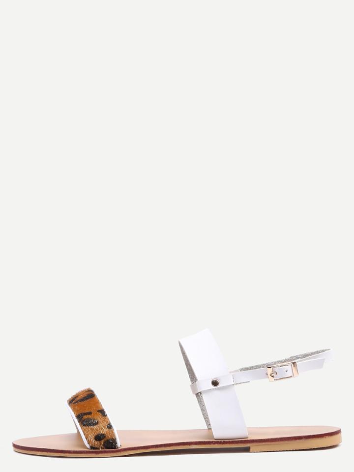 Romwe Leopard Print Sandals With White Ankle Strap