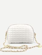 Romwe White Quilted Dome Bag With Chain