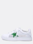 Romwe Green Star Mesh Panel Lace-up Sneakers