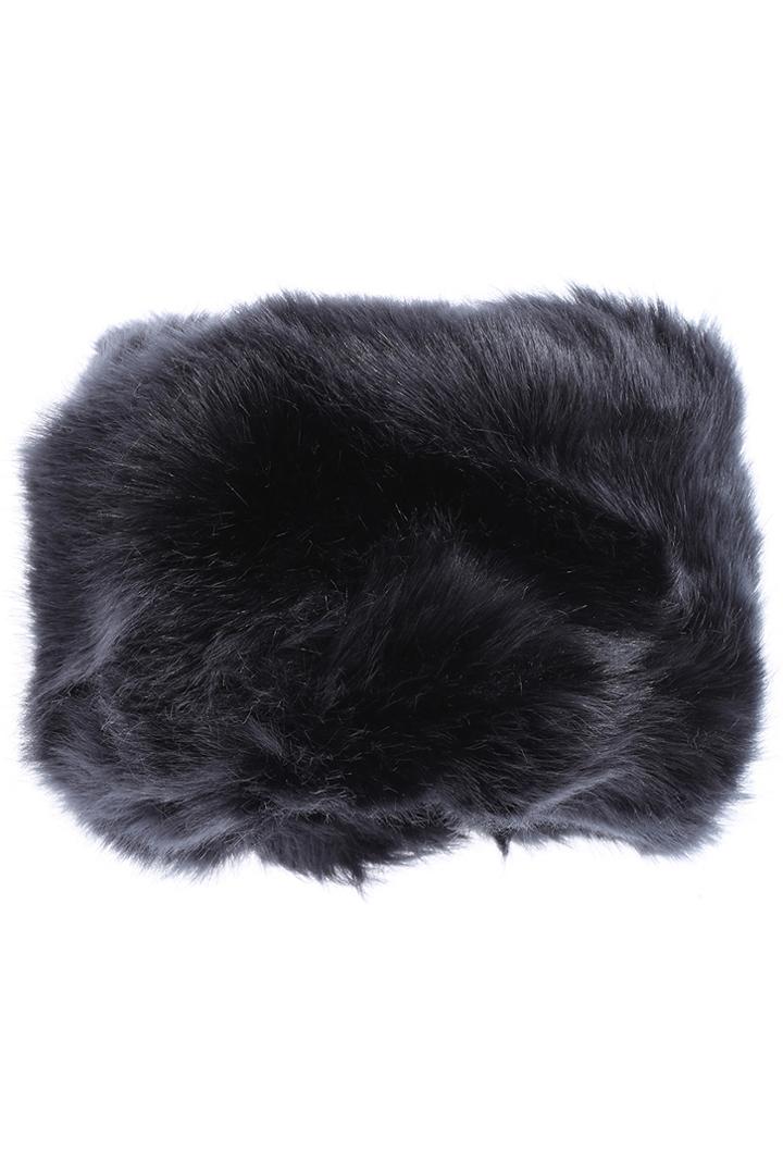 Romwe Faux Fur Cuffs--black