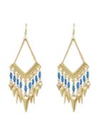 Romwe Gold Plated Spike Blue Beads Earrings