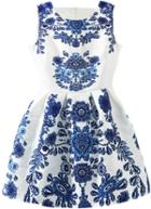 Romwe Sleeveless Blue And White Porcelain Print Flare Dress