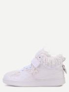 Romwe White Ostrich Look Fringe Embellished Sneakers