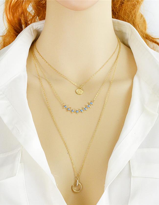 Romwe Three Layers Long Druzy Necklace