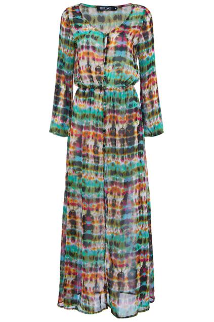 Romwe Tie-dye Floral Maxi Dress