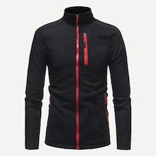 Romwe Men Contrast Trim Zip Up Sweatshirt