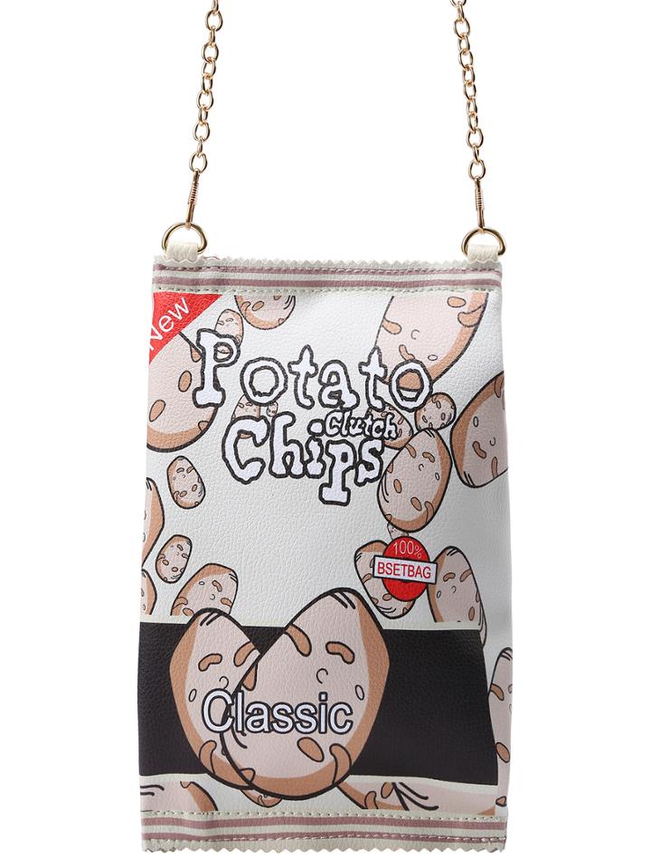 Romwe Potato Chips Bag With Chain