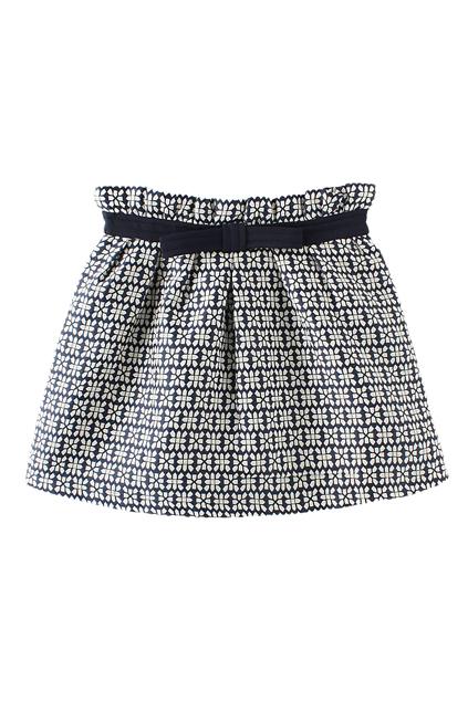 Romwe Bowknot Embellished Jacquard Skirt