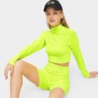 Romwe Stand Neck Raglan Sleeve Top With Cycling Shorts