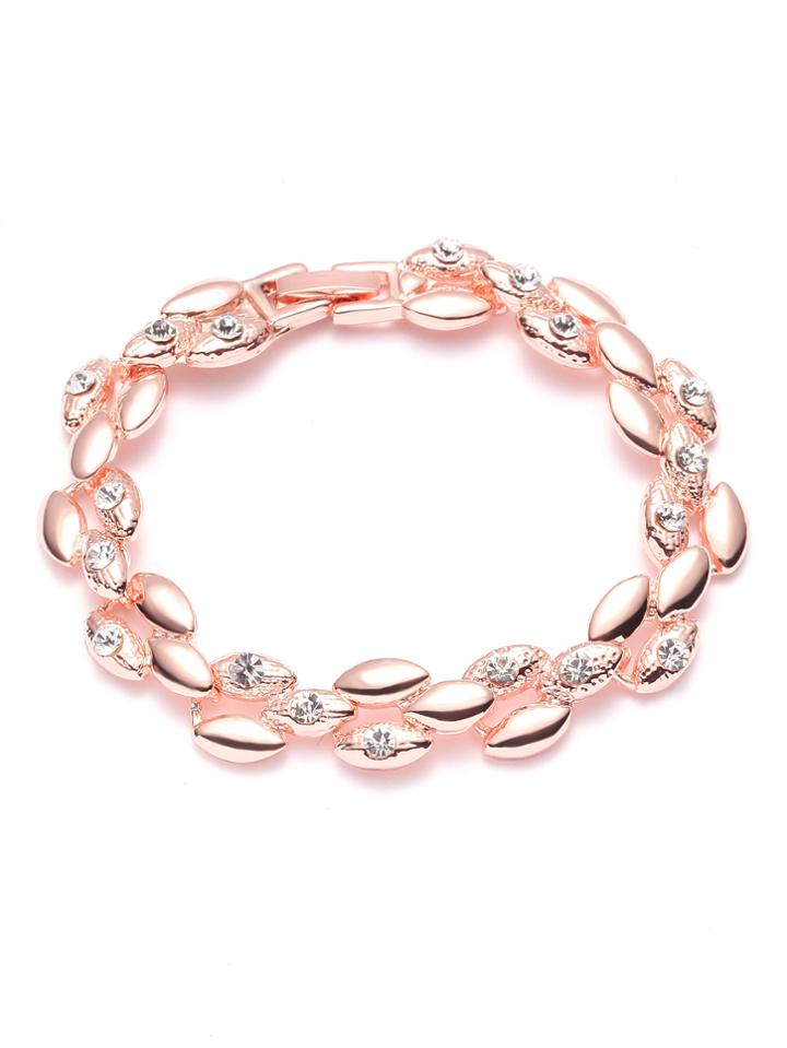 Romwe Ear Of Wheat Modelling Rhinestone Inlay Bracelet