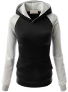 Romwe Hooded Raglan Sleeve Pocket Black Sweatshirt